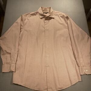 Murano Long Sleeve Button Up 100% Cotton Red/White Check XL